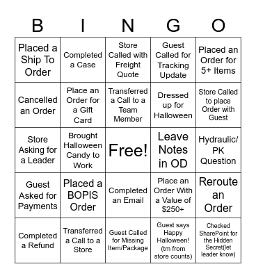 NCC Bingo! Bingo Card