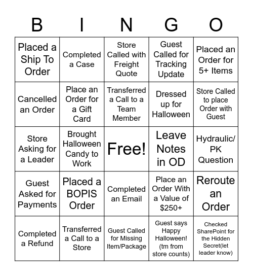 NCC Bingo! Bingo Card