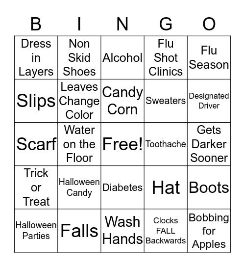 Fall Harvest Bingo Card