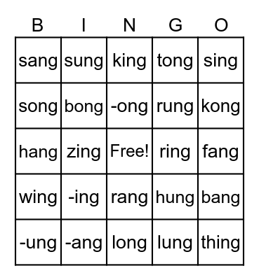 GLUED SOUNDS -NG Bingo Card