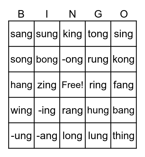 GLUED SOUNDS -NG Bingo Card