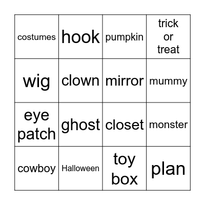 Monster Halloween Bingo Card