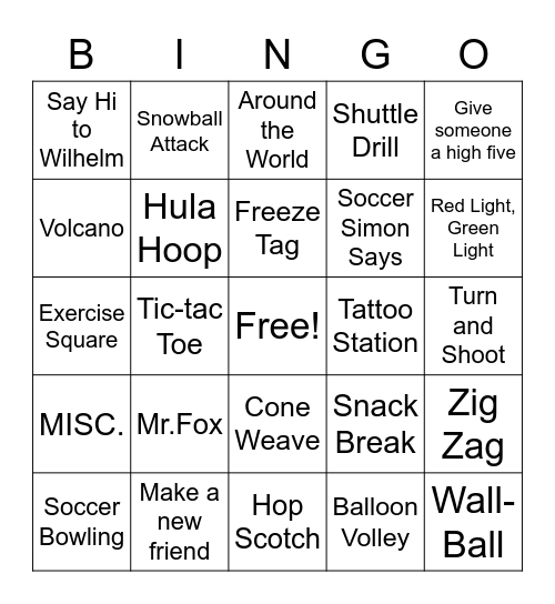 Winter Kick-Off Bingo Card