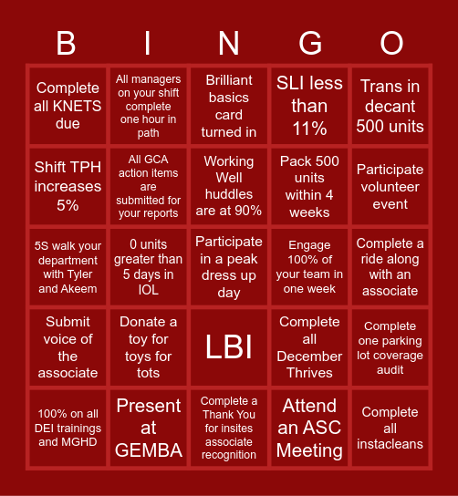 PEAK BINGO Card