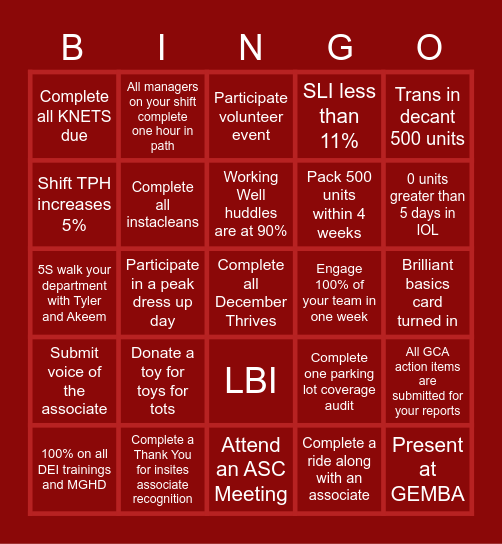 PEAK BINGO Card