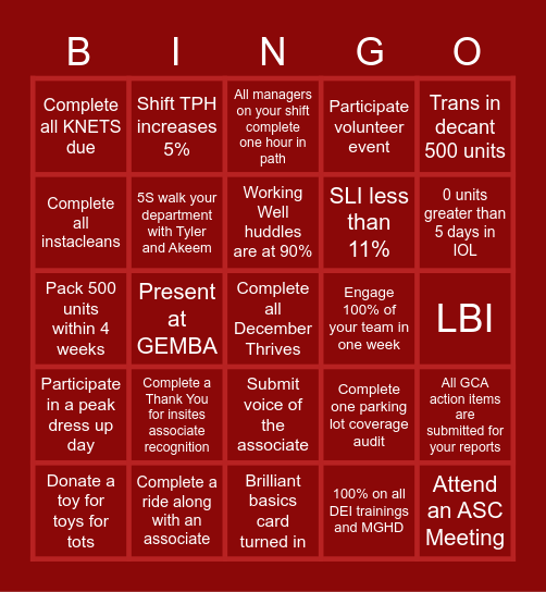 PEAK BINGO Card
