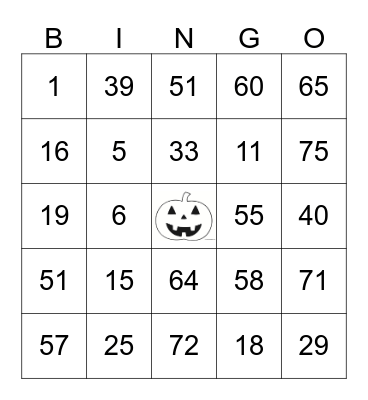 Halloween Bingo Card