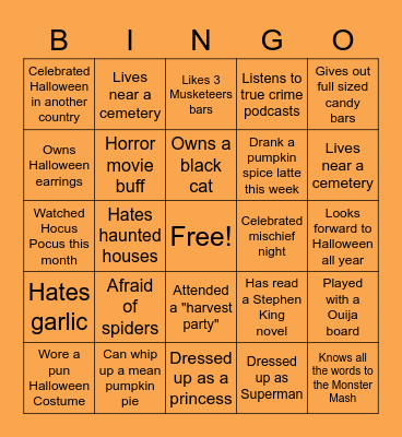 BP Halloween Bingo Card