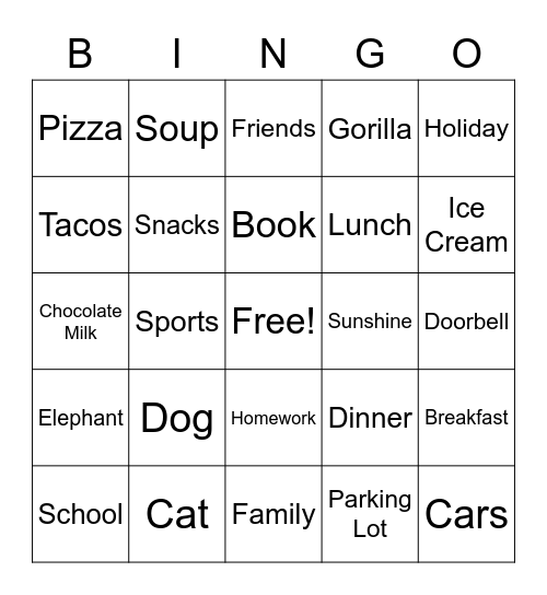 Random Bingo Card Bingo Card