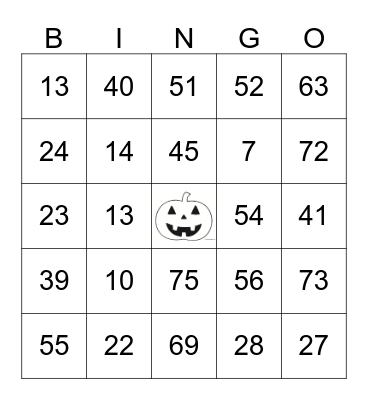 Halloween Bingo Card