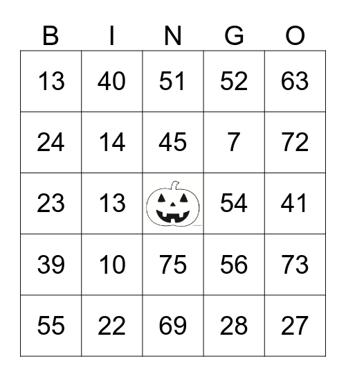 Halloween Bingo Card