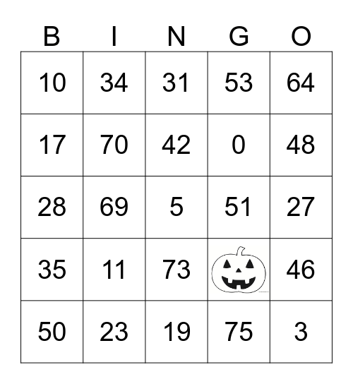 Halloween Bingo Card