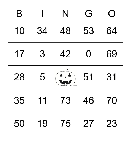 Halloween Bingo Card