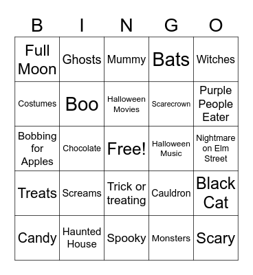 Halloween Bingo Card