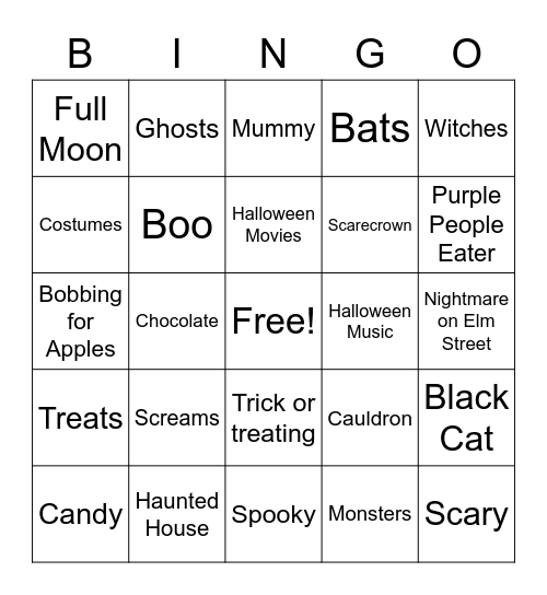 Halloween Bingo Card