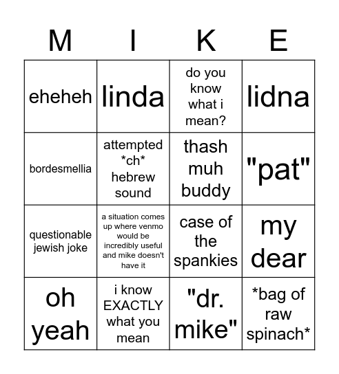 mike bingo Card