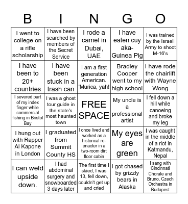 FUN FACT BINGO Card