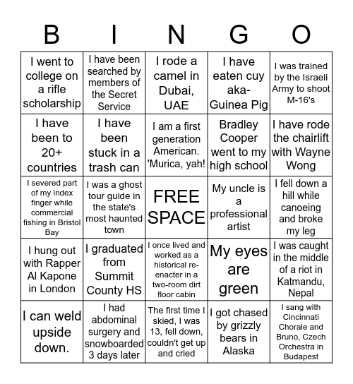 FUN FACT BINGO Card
