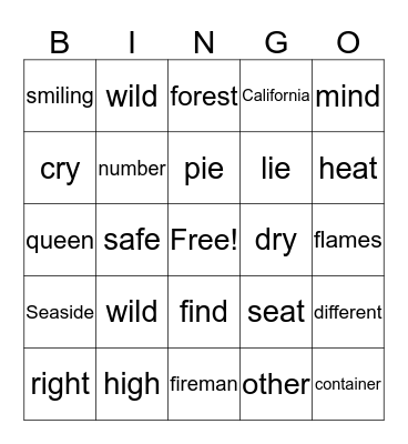 2nd Grade October 29, 2015 Bingo Card