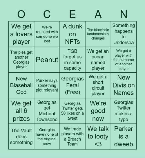 Atlantis Georgias Draft Bingo Card