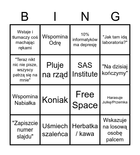 Hurtownie danych Bingo Card