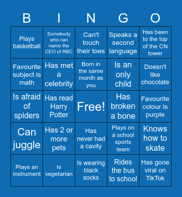 Find Somebody Who... Bingo Card