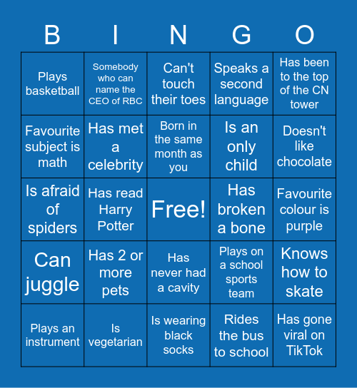 Find Somebody Who... Bingo Card