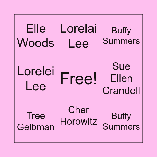 Famous Blondes in Film B!NGO Bingo Card