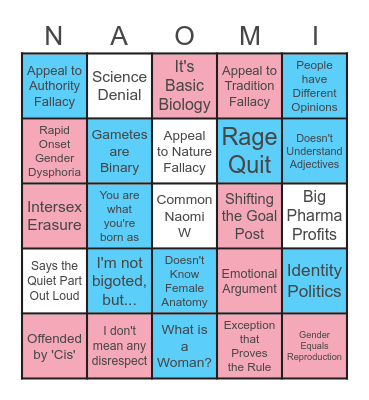 Naomi's Stream Bingo Card