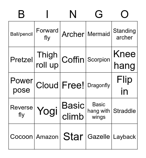 Aerial Bingo Card