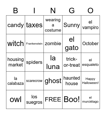 Spooky Bingo Card
