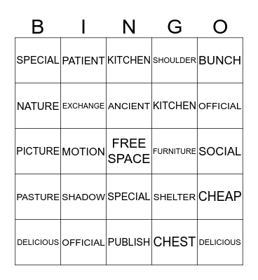 UNIT 7 Bingo Card