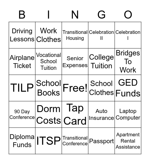 Independent Living Program  Bingo Card