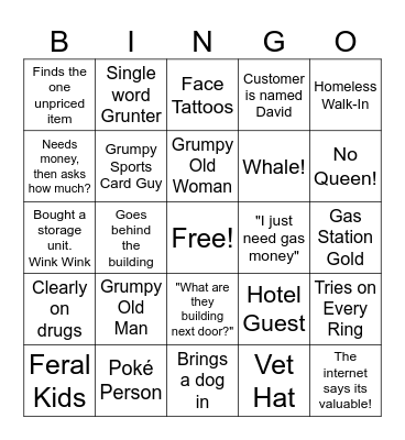 Customer Bingo Card