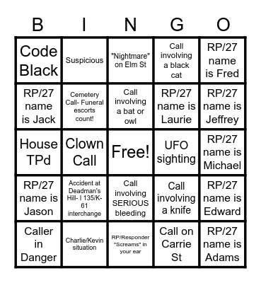 DISPATCH HALLOWEEN BINGO Card