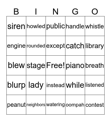 Harry and the Lady Next Door Bingo Card