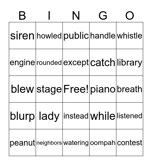 Harry and the Lady Next Door Bingo Card