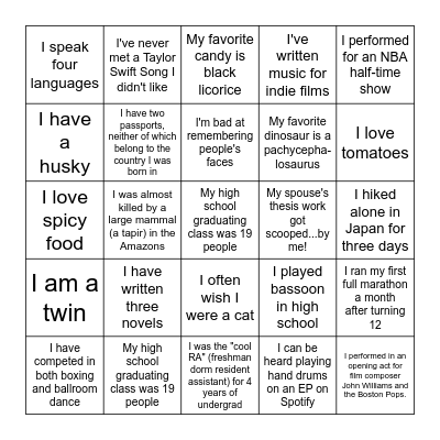 SHBT Bingo Card
