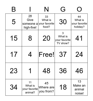 Untitled Bingo Card