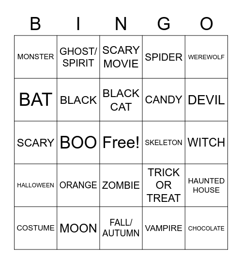 ASL Halloween Bingo Card