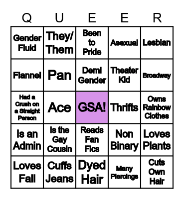Gay Bingo Card