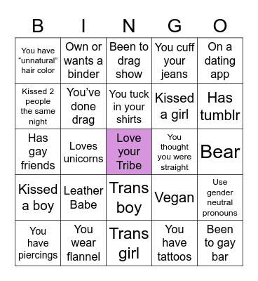 How Gay Are You Bingo Card