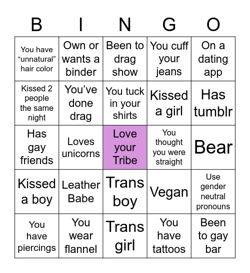 How Gay Are You Bingo Card