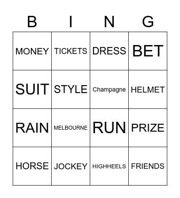 MELBOURNE CUP Bingo Card