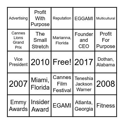 Teneshia Jackson Warner Bingo Card
