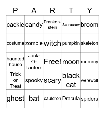 Halloween Bingo Card