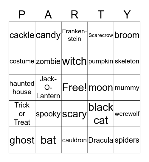 Halloween Bingo Card