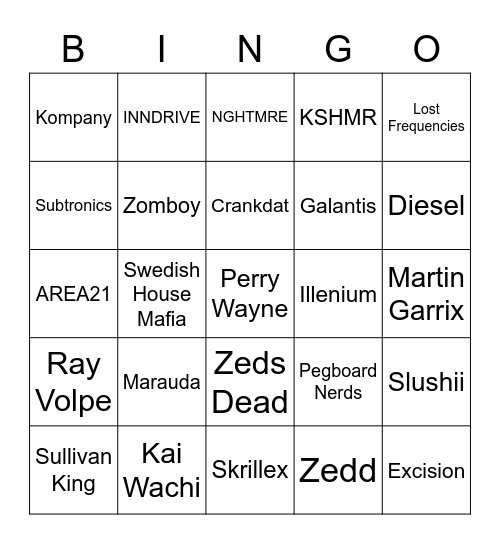 EDC Mexico 2023 Bingo Card