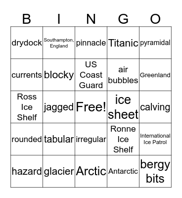 Icebergs Ahoy! Bingo Card