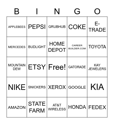 COMMERCIAL Bingo Card